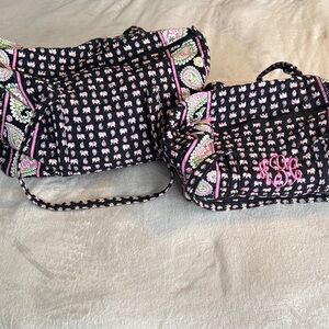 Vera Bradley Black and Pink Travel Bags Set